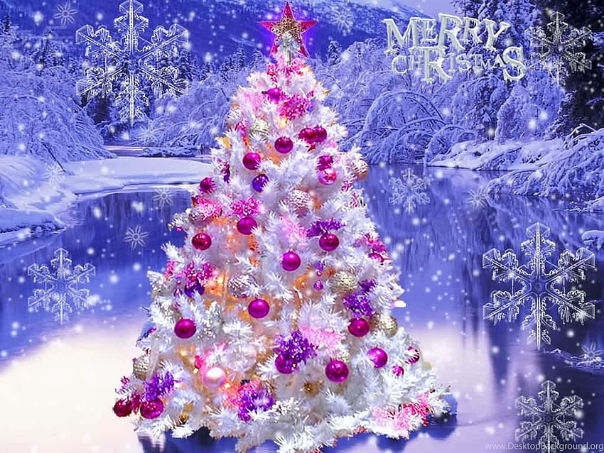 Pohon Natal Berwarna-warni Yang Indah Merry Christmas Wishes ... Backgrounds Wallpaper HD