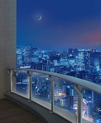 Download A Cityscape With A Person On A Balcony  Wallpaperscom