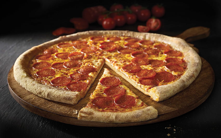 Pepperoni Pizza Full, pizza domino Sfondo HD