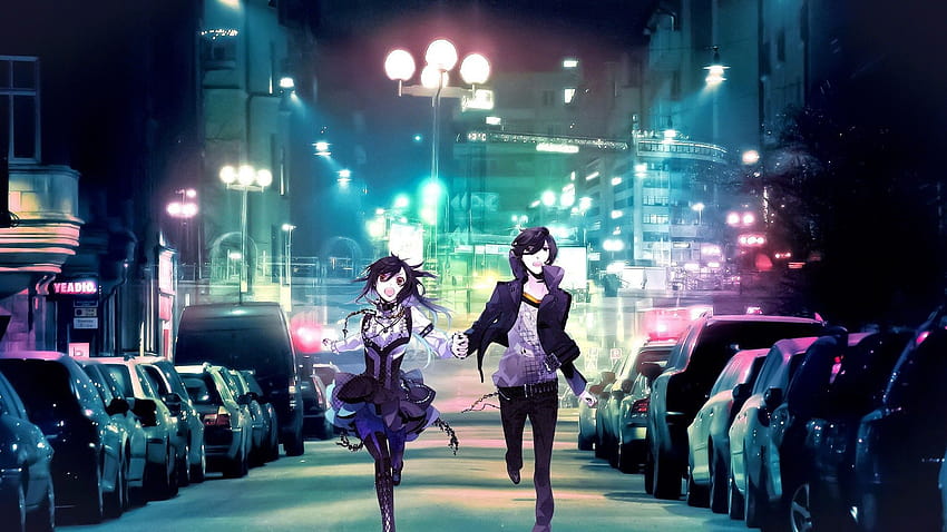 Anime Arka Planları Gece Sokak HD duvar kağıdı