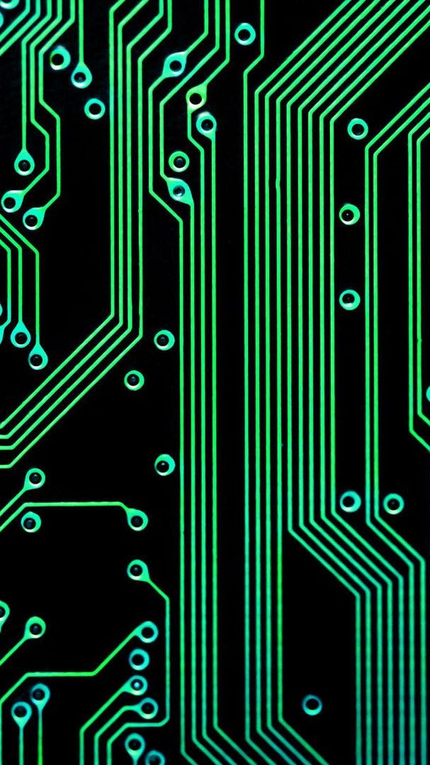 Electronic Circuit Green Black Android, black and green HD phone wallpaper