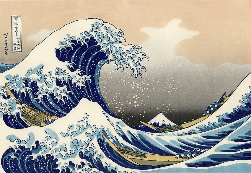 5 La gran ola de Kanagawa, Japón estético fondo de pantalla