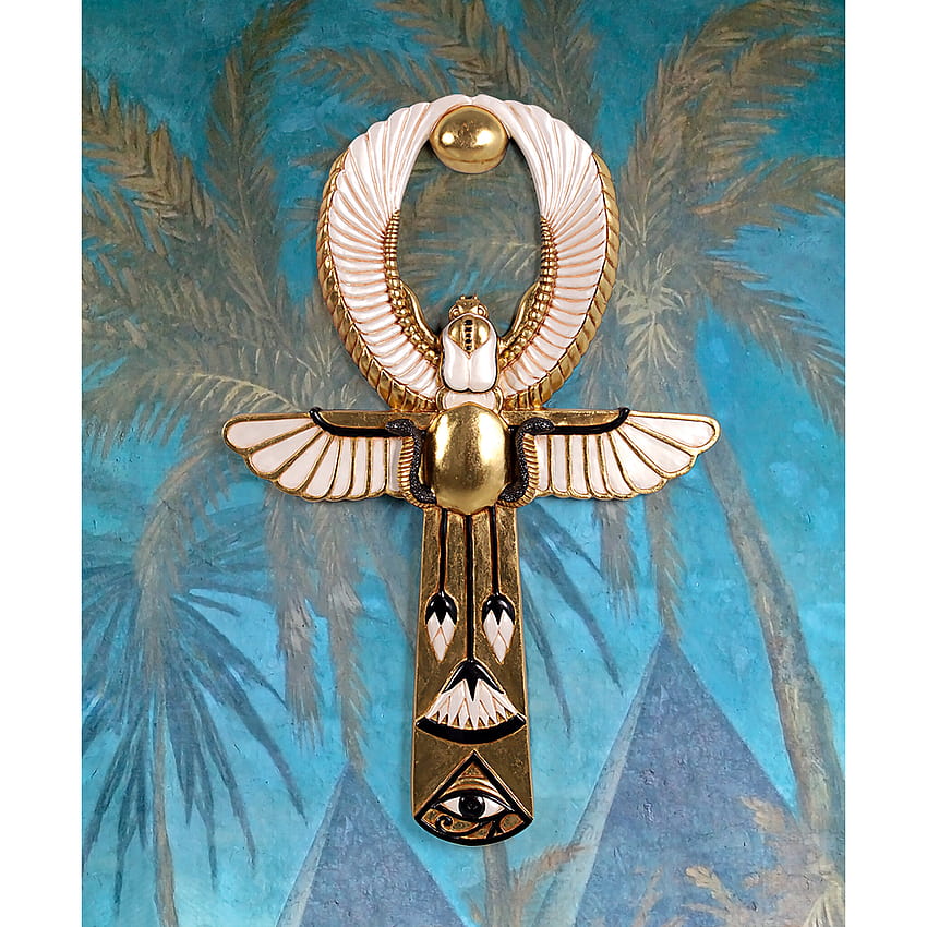 Design Toscano Egyptian Amun Re Ankh Стенен декор HD тапет за телефон