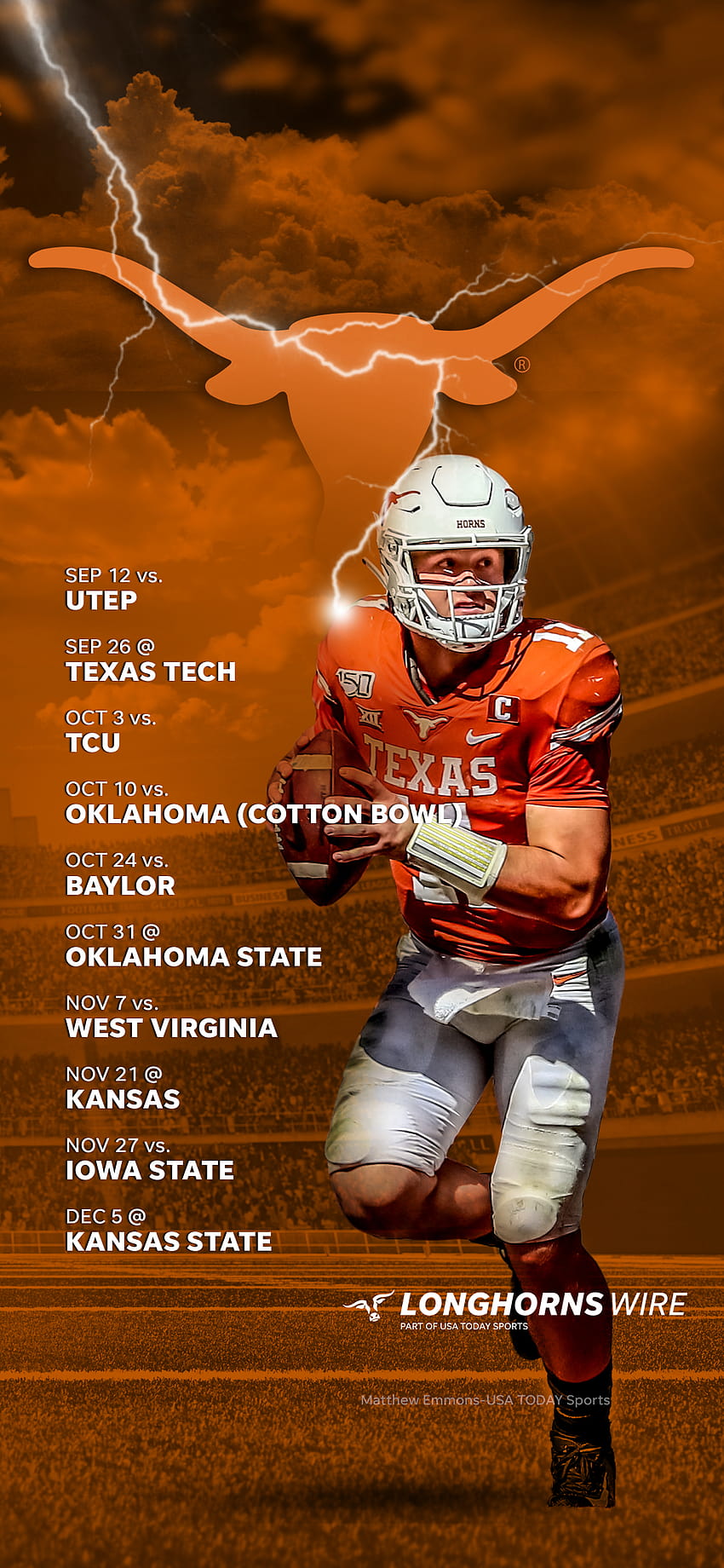 2022 Texas Longhorns Football Schedule: Downloadable Phone Wallpaper