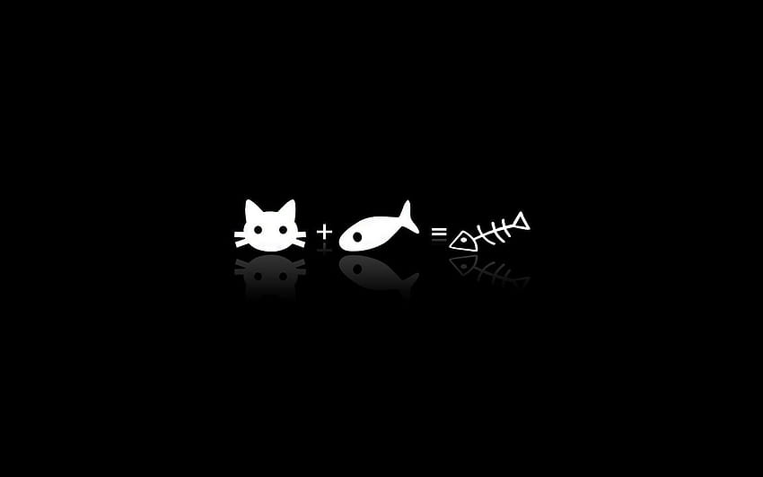 Сладка анимирана котка, черна естетична карикатура HD тапет