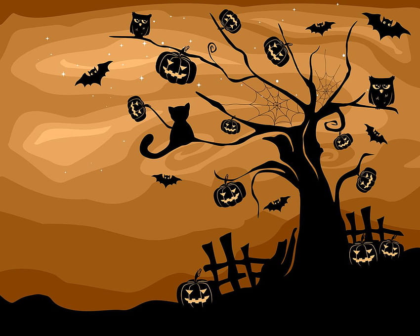 Halloween Dari Deposit, pohon halloween Wallpaper HD