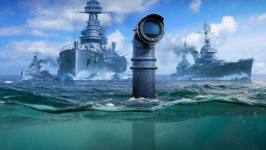 Okręty podwodne zanurzają się w World of Warships, periscope Tapeta HD