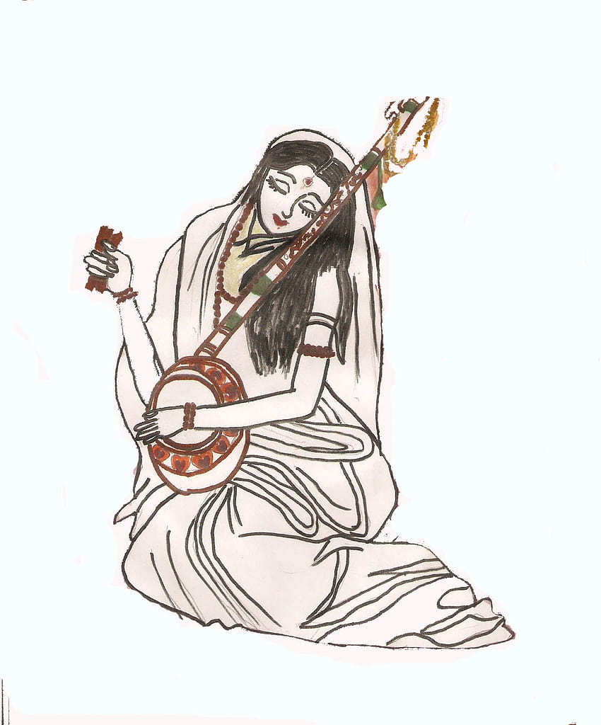MEERA BAI - SINGING KRISHAN BHAJAN Painting by Akash Bhisikar | Saatchi Art