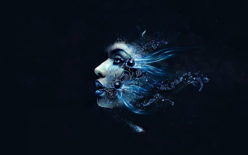 Woman Face Blue Exhale, blue face HD wallpaper