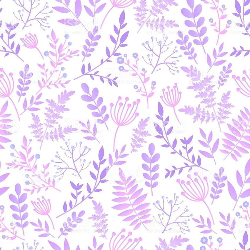 Sanfte, fantasievolle, romantische, nahtlose Muster, naive Blume mit Blättern, sanfte Blüte HD-Handy-Hintergrundbild