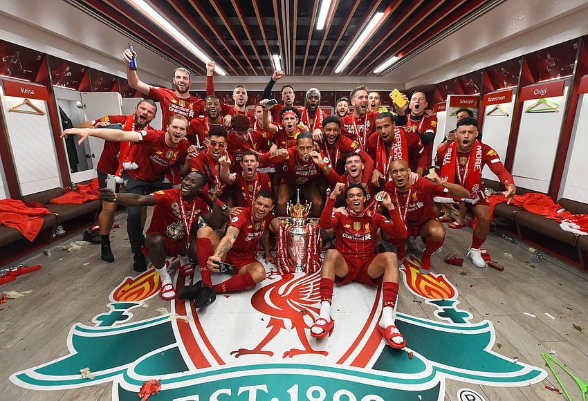 Soyunma odası : Şampiyonlar, Premier Lig zaferini kutluyor, Liverpool UCL HD duvar kağıdı