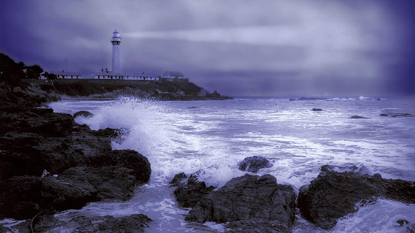 Light, station, california, point, pigeon, stormy, weather, lighthouse stormy sea HD wallpaper