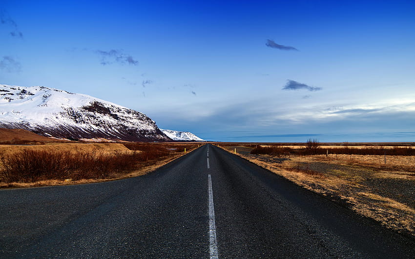 Road, Landscape, Blue sky, Iceland, Nature, iceland road HD wallpaper
