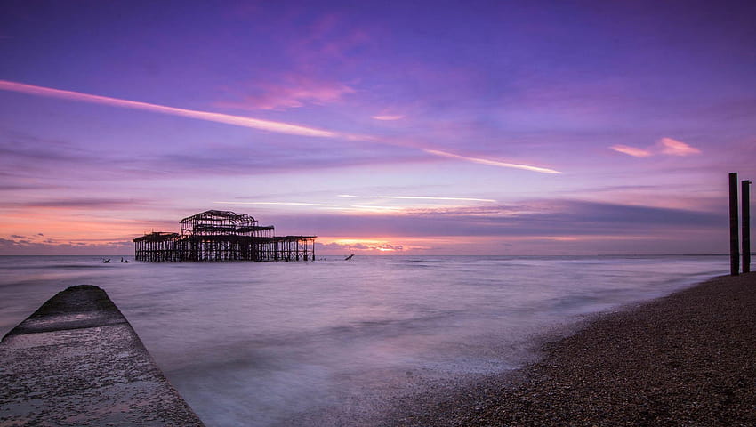 Brighton Beach, beach, sunset, sky, sea, HD wallpaper | Peakpx