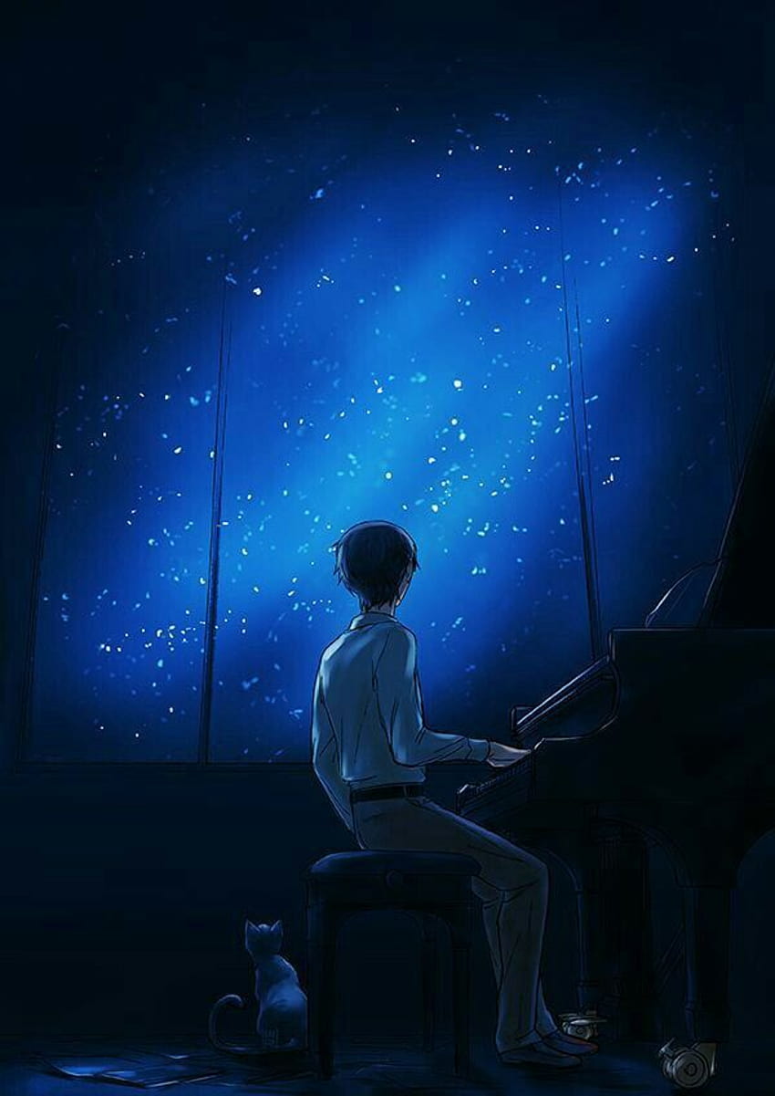 Anime Piano publicado por John Peltier, chico en el piano fondo de pantalla del teléfono