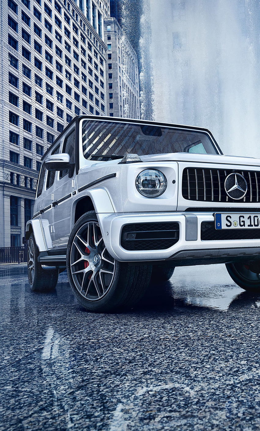 1280x2120 Weißer Mercedes G-Wagen iPhone HD-Handy-Hintergrundbild