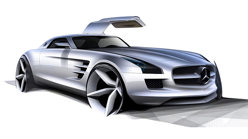 Mercedes Benz SLS AMG Concept Cars in jpg format for, car sketch HD wallpaper