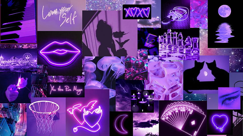 Purple Neon Aesthetic Computer, violet aesthetic laptop HD wallpaper
