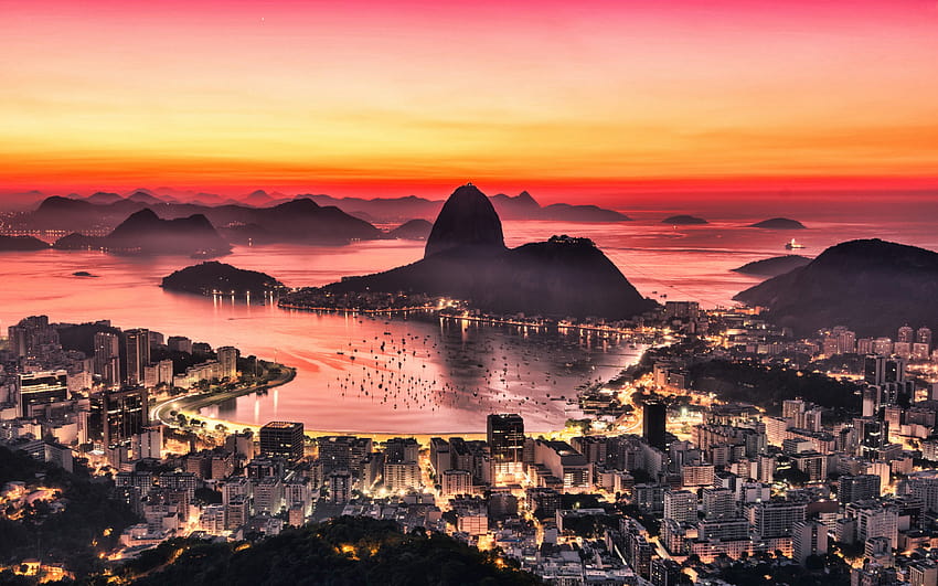 Rio de Janeiro, sunset, panorama, harbor, rio de janeiro travel HD ...