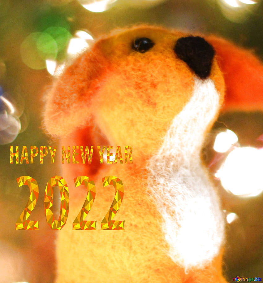 Честита нова година 2022 жълто кученце. Елегантен поздравителен фон. Copyspace поздравления. на CC HD тапет за телефон