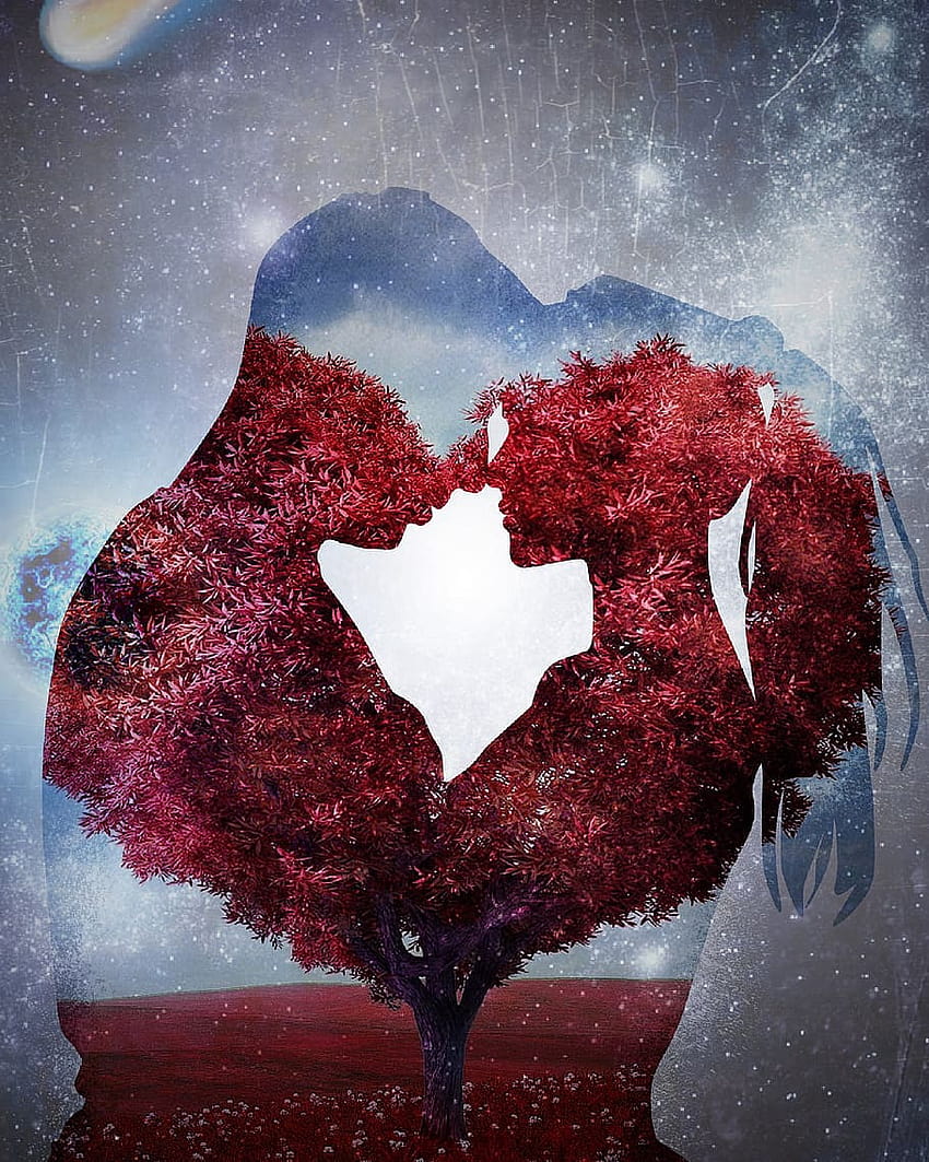 : silhouette di illustrazione uomo e donna, amore, uomo innamorato Sfondo del telefono HD