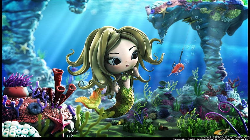 Mermaid Water Traps 3D Animation HD wallpaper