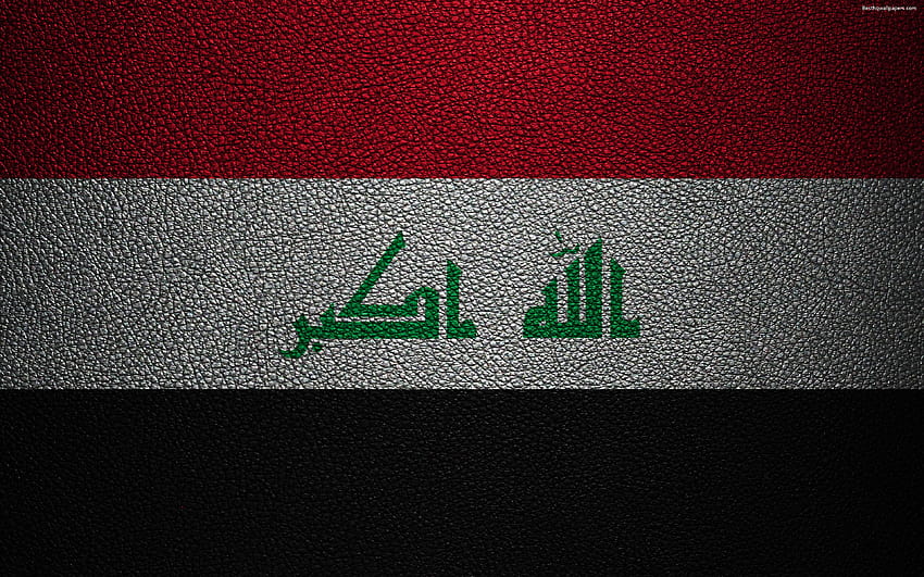 Flag of Iraq, leather texture, Iraqi flag, iraq flag HD wallpaper