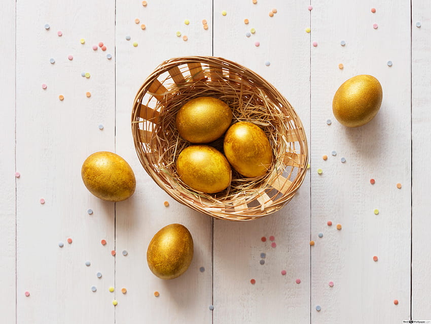 Golden Easter Eggs HD wallpaper