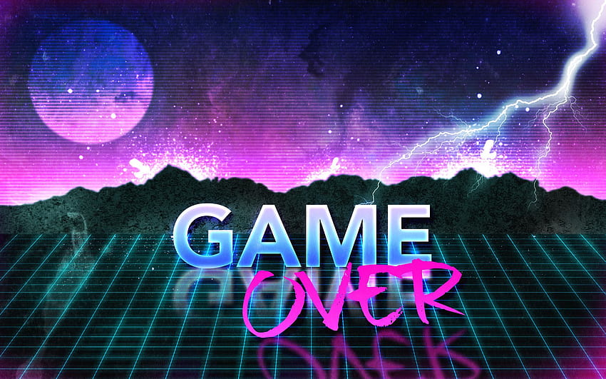 Game Over, lila ästhetisches Gaming HD-Hintergrundbild