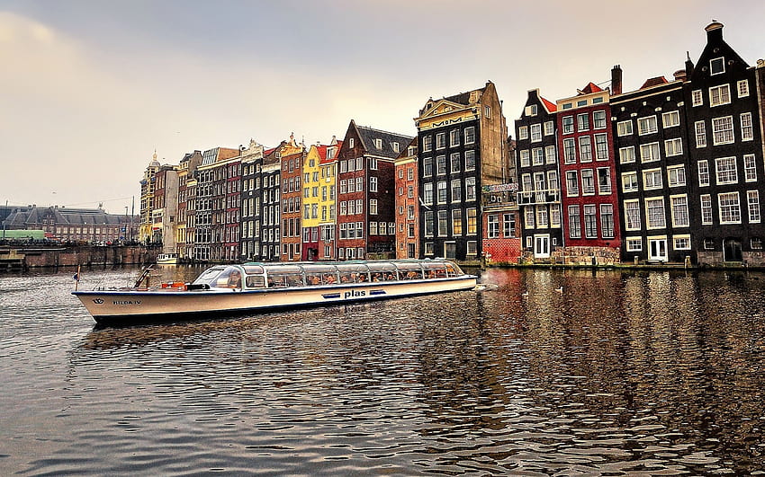 Amsterdam nederlands city europe river, europe city HD wallpaper