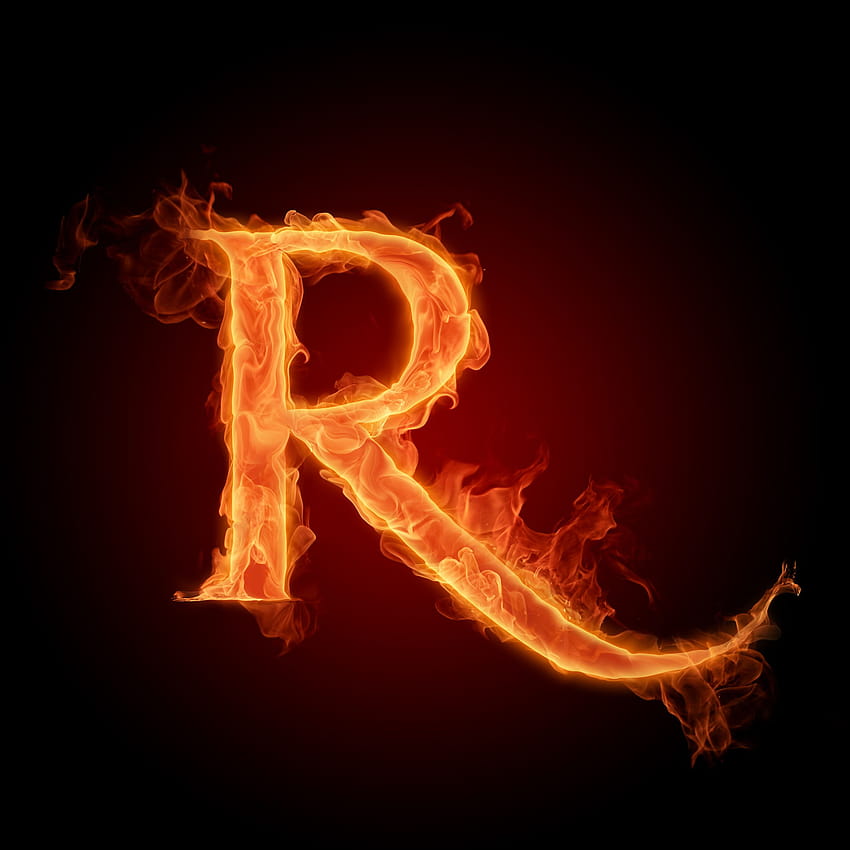 R в огън, r азбука HD тапет за телефон