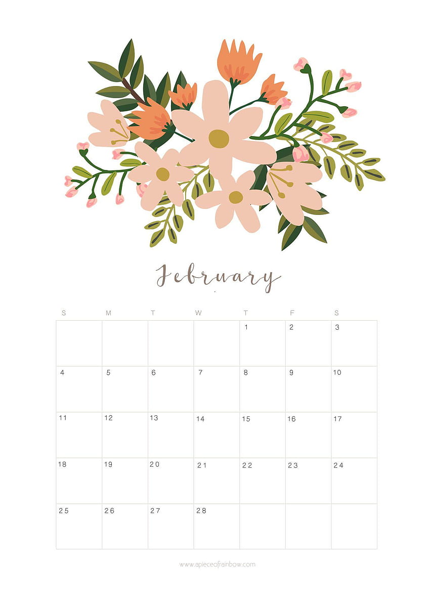 Miesięczny terminarz kalendarza luty 2018 r., kalendarz Tapeta na telefon HD