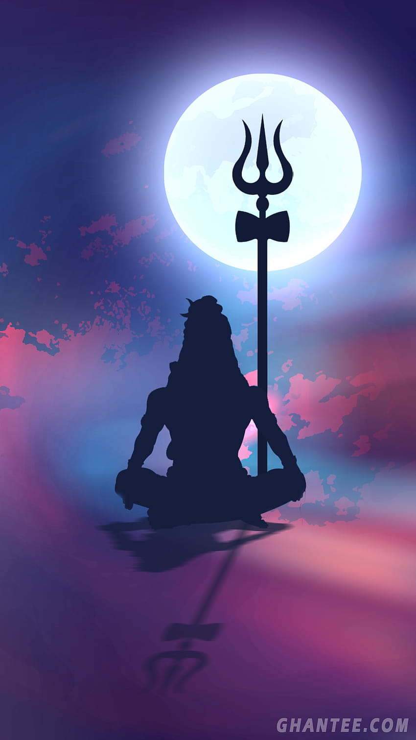 señor shiva silueta teléfono, shiva meditando fondo de pantalla del teléfono