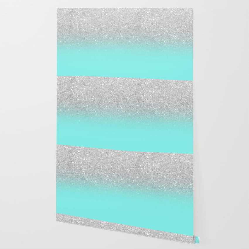 Modern girly faux silver glitter ombre teal ocean color bock by Girly Trend by Audrey Chenal HD phone wallpaper