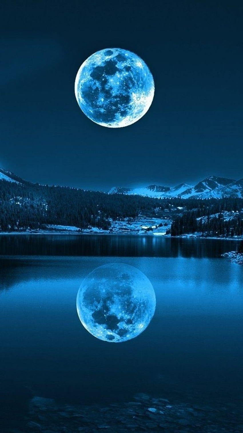 Iphone bleu pleine lune, lune de neige Fond d'écran de téléphone HD
