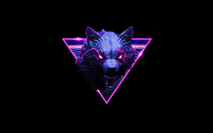 Wolf, Neon • For You, естетичен лаптоп неон HD тапет