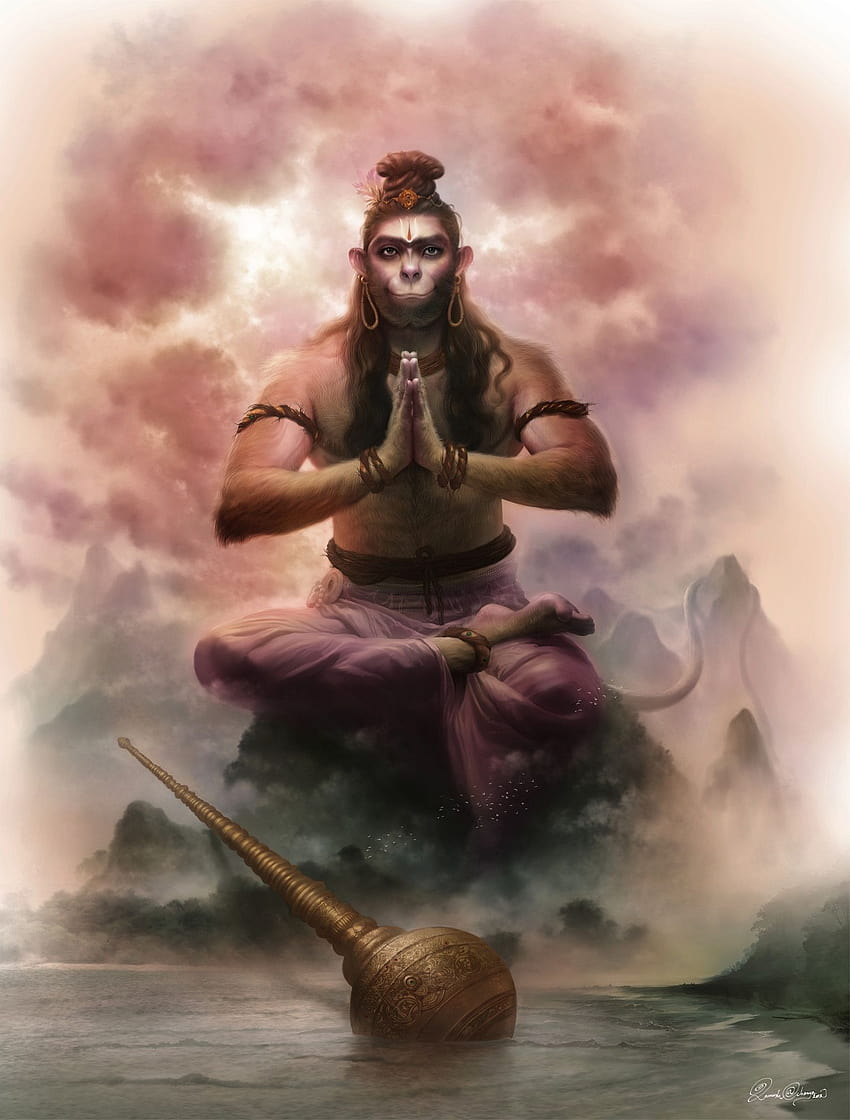 Hanuman은 Rama의 열렬한 신봉자입니다. 그는 다양한 버전의 서사시 라마, 인도 신화의 중심 인물 중 한 명입니다. HD 전화 배경 화면