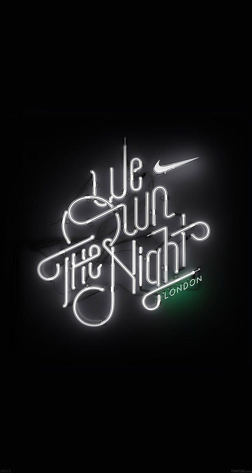 We Run the Night London Nike Logo, neon of nike HD phone wallpaper