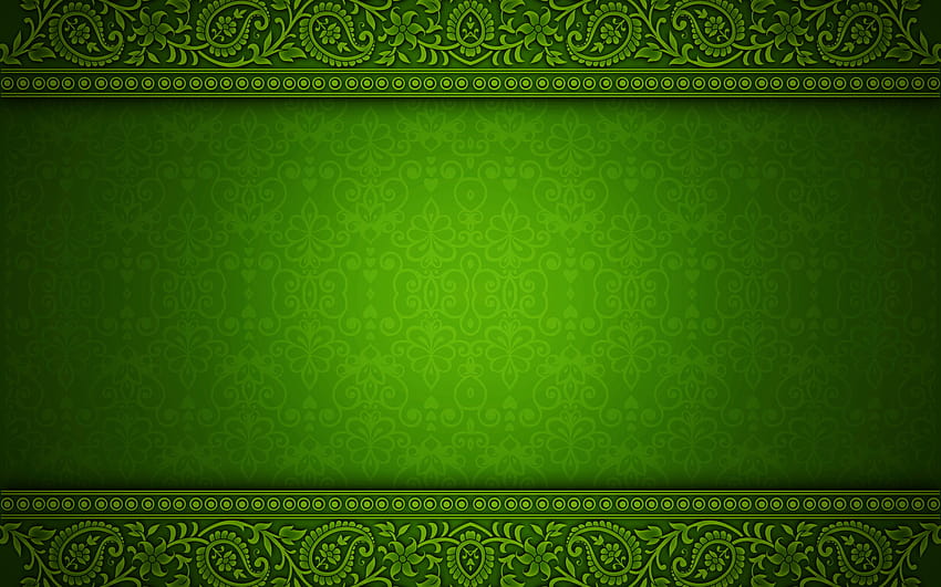 緑の花柄、緑のビンテージ背景、花柄、ビンテージ背景、緑のレトロな背景、花柄のビンテージ パターン、解像度 1920x1200 の緑の花の背景。 高品質、 高画質の壁紙