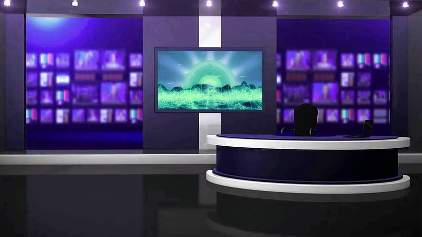 Vidéo d'écran vert de studio virtuel, animation d'arrière-plans de studio de télévision, studio Fond d'écran HD