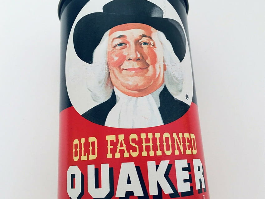 1982 Limited Edition Old Fashioned Quaker Oats Tin Red White & Blue Container, quaker oats company HD wallpaper