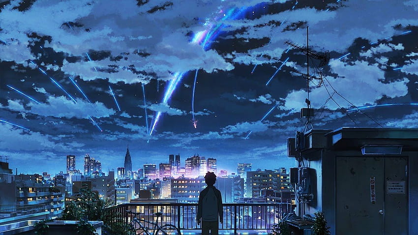 Anime-Landschaft, Anime-Blitzszene HD-Hintergrundbild
