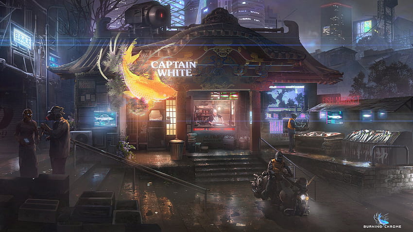 El mercado de pescado del Capitán White de Evan Liu fondo de pantalla