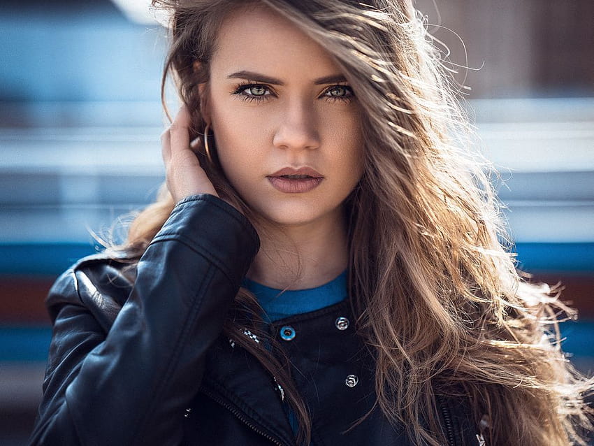 Leather Jacket, Blonde, Beautiful, Woman , 2048x1365, girl wearing leather jacket HD wallpaper