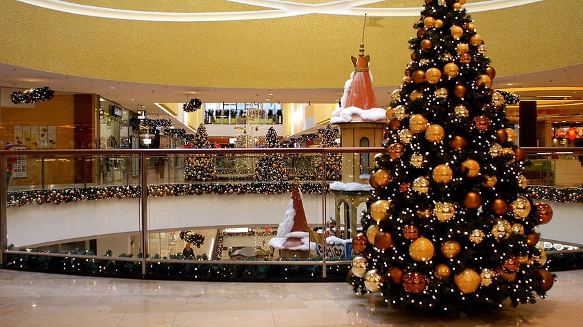 1920x1080 tree, shopping center, holiday, christmas shopping HD wallpaper