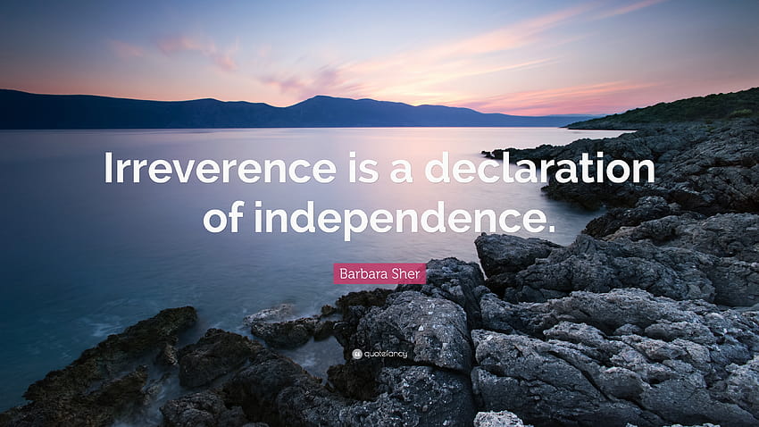 Barbara Sher Quote: “Irreverence is a declaration of independence HD wallpaper