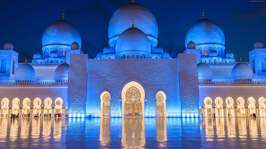 Sheikh Zayed Mosque, Abu Dhabi, night, , Travel, yas island HD wallpaper
