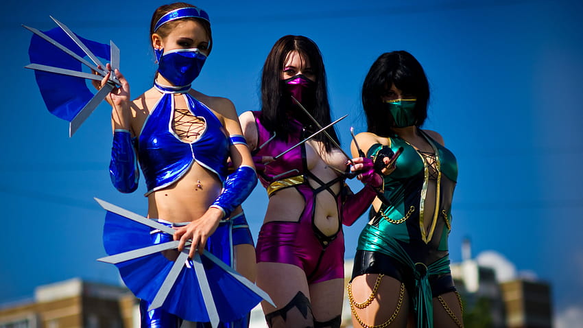 ] Kitana, Mileena и Jade от Mortal Kombat : Косплей, момичета от mortal kombat HD тапет