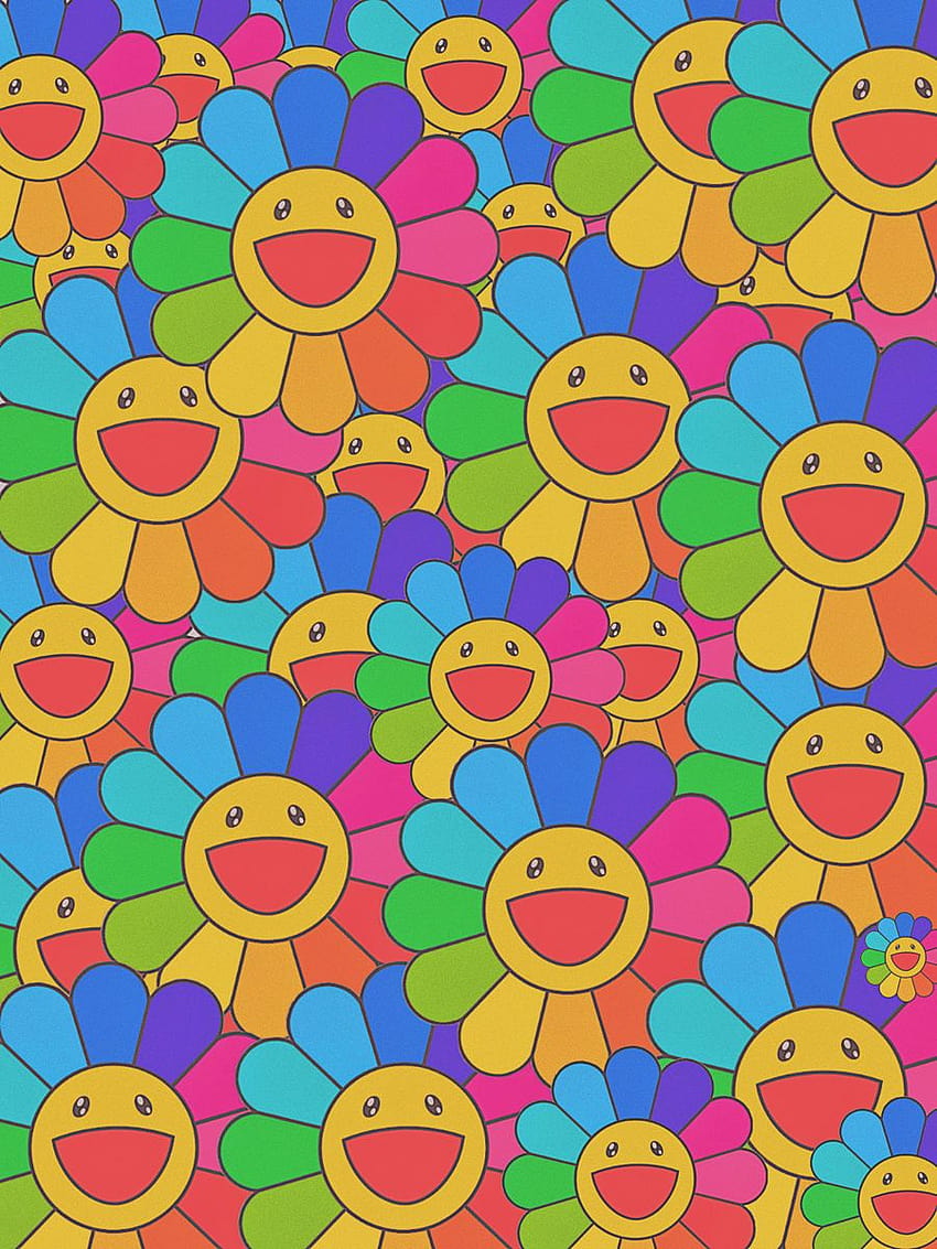 Hippie Flower, aesthetic flowers with smiley faces HD phone wallpaper