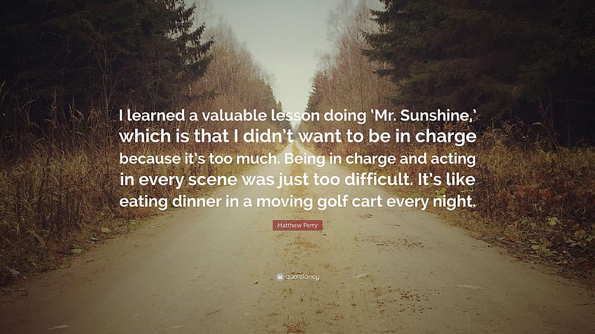 Matthew Perry Quote: “I learned a valuable lesson doing 'Mr, mr sunshine HD wallpaper